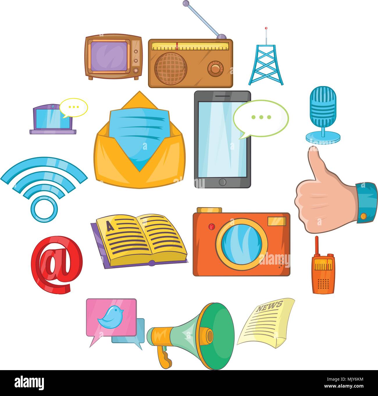 Iconos de comunicación, estilo de dibujos animados Imagen Vector de stock -  Alamy