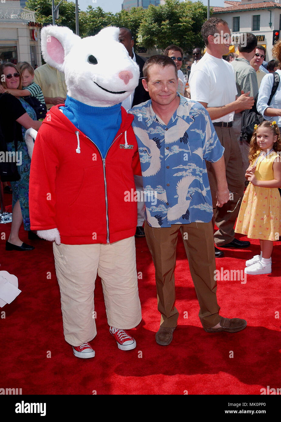 Michael J. Fox llegando a la premiere de Stuart Little 2 en el Westwood