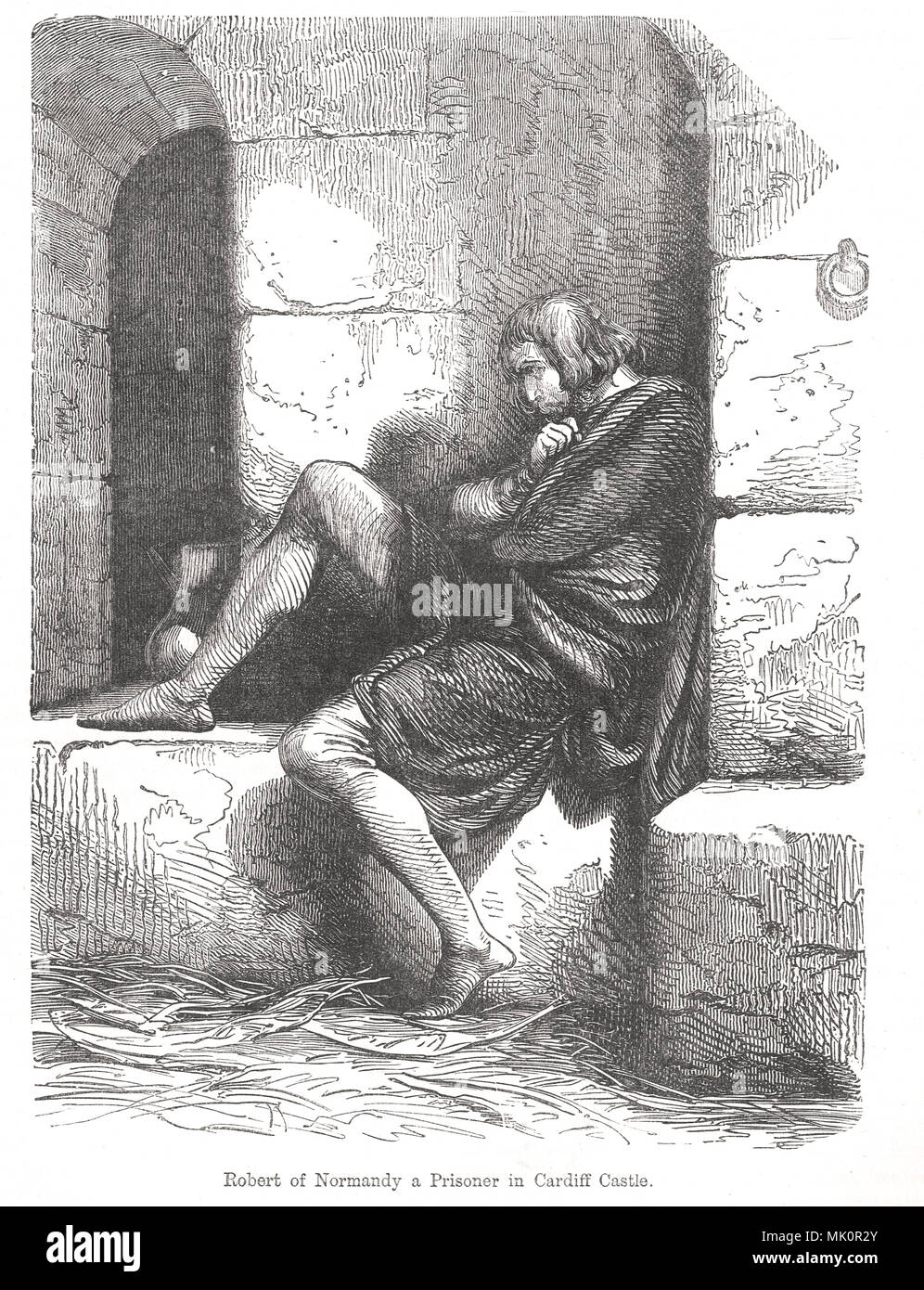 Robert Curthose, duque de Normandía, encarcelado en el castillo de Cardiff, Gales, capturados tras la batalla de Tinchebray en 1106. Robert fue encarcelado en el castillo de Devizes durante veinte años antes de ser trasladado a Cardiff. Foto de stock