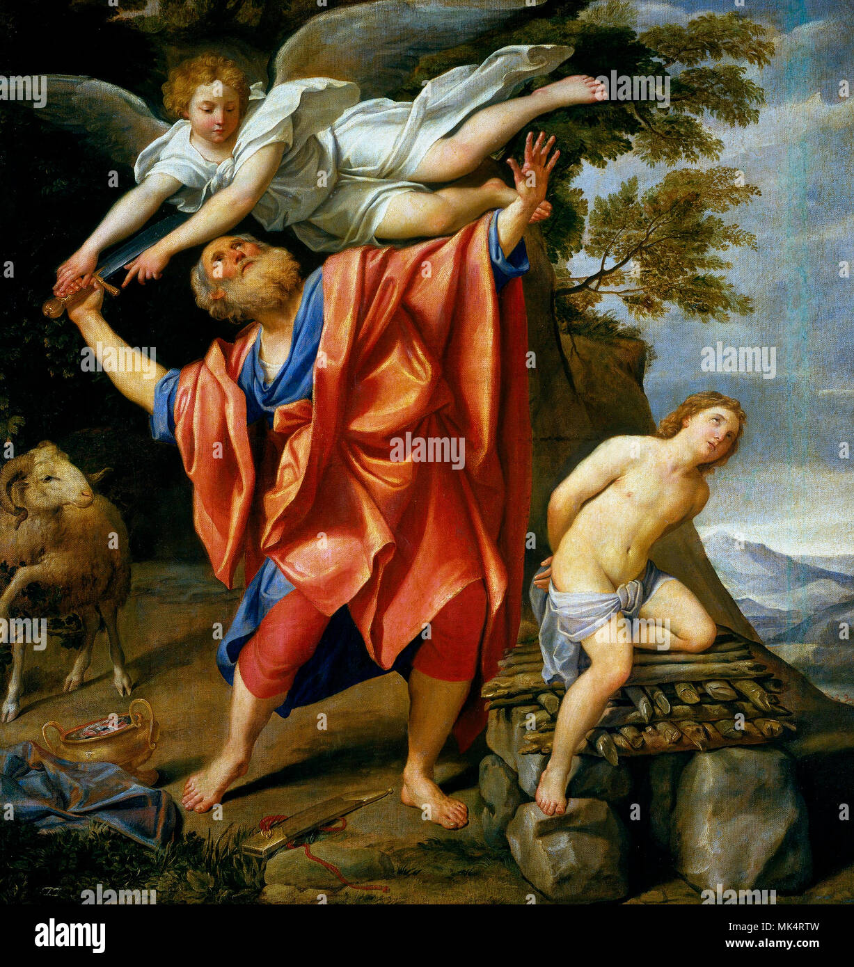 El sacrificio de Isaac - Domenichino, circa 1628 Foto de stock