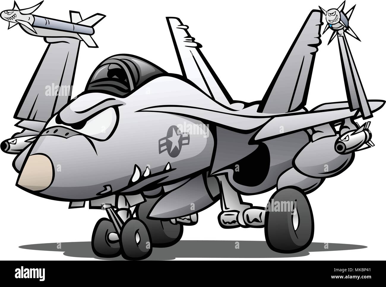 Avión de Combate Naval Militar Cartoon ilustración vectorial Ilustración del Vector