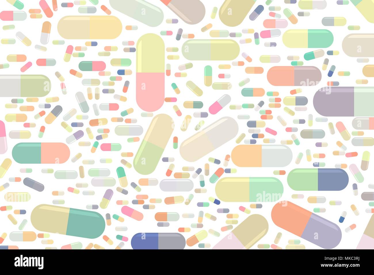 Ilustraciones abstractas de cápsulas, medicamento o píldoras, patrón