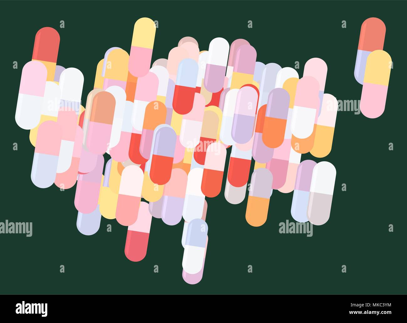 Dibujadas a mano en cápsulas, pastillas o medicina ilustraciones