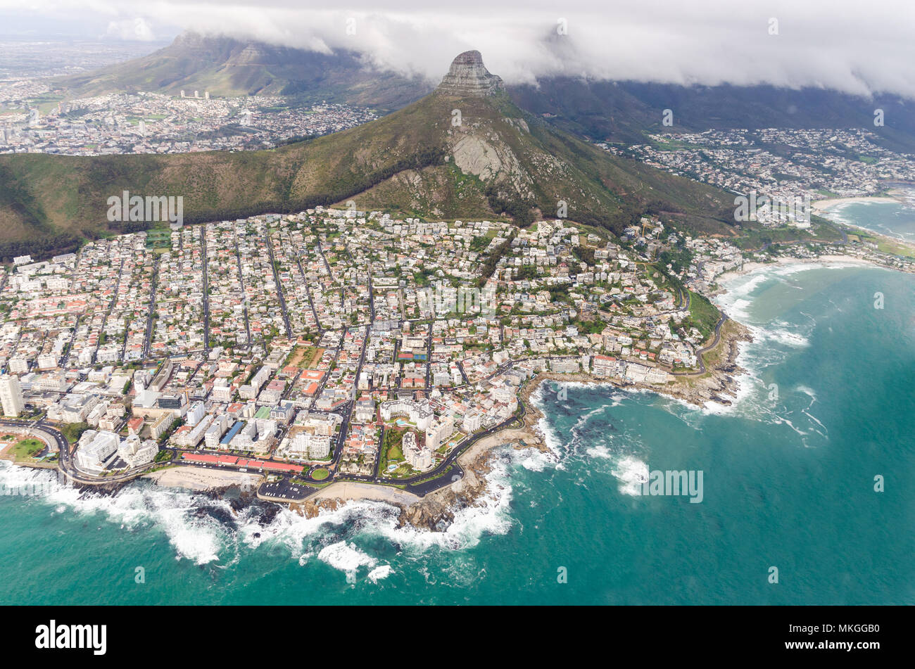 Vista aérea de Ciudad del Cabo, Sudáfrica. Foto de stock