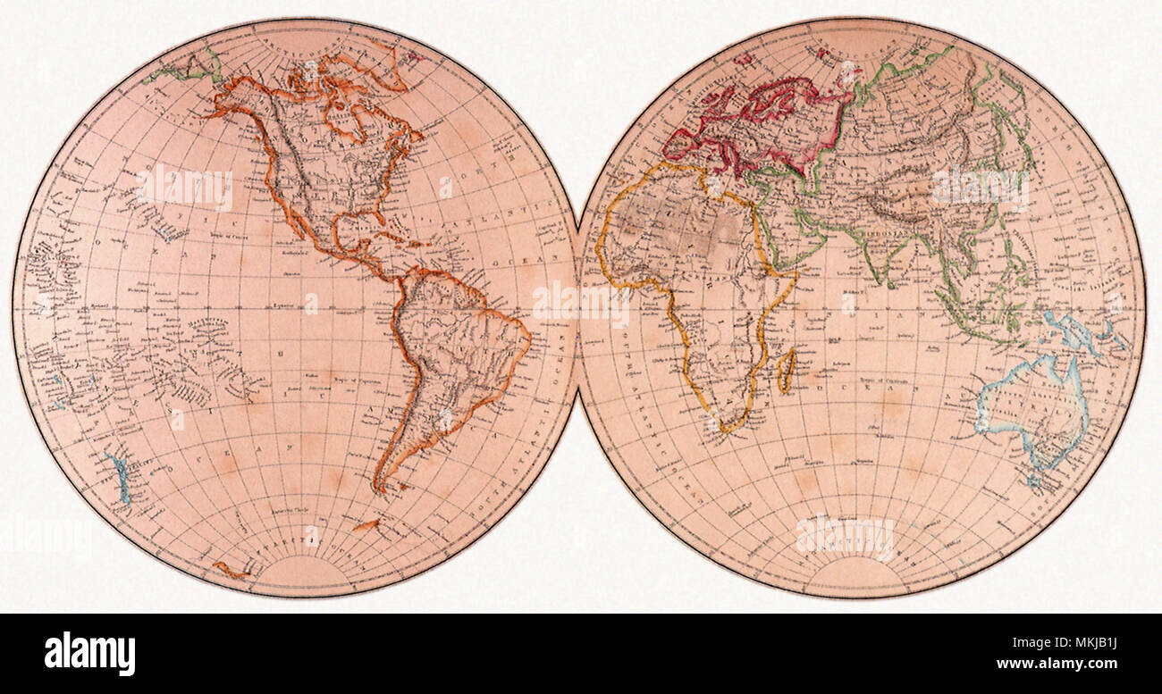 Mapas del Mundo 1860 Foto de stock