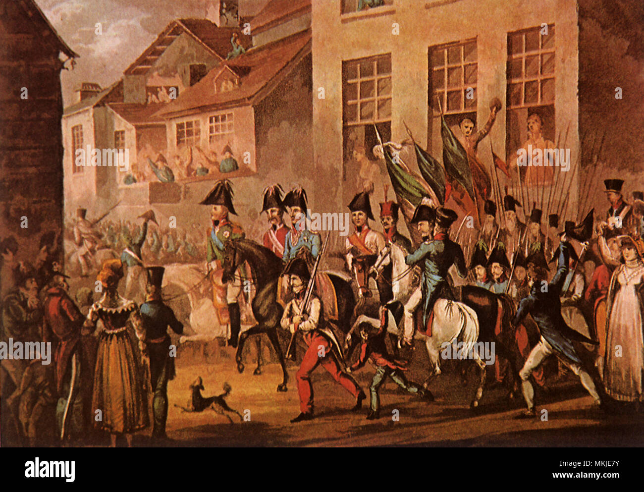 Los ejércitos entran en París 1815 Foto de stock