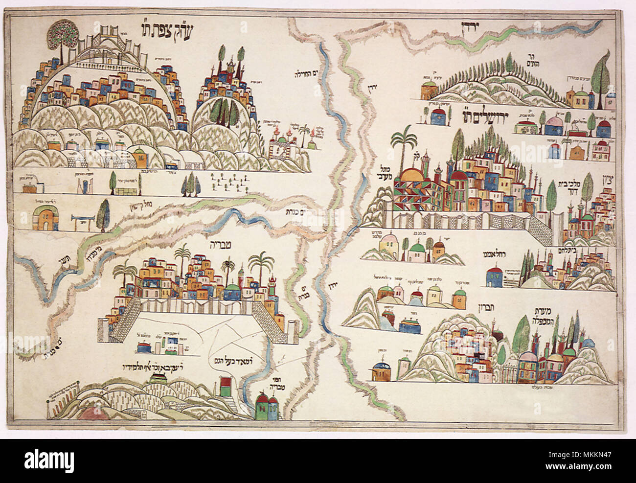 Religio-Historical Mapa de las ciudades santas de 1870 Foto de stock