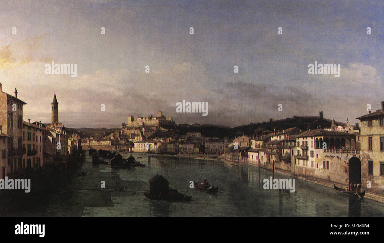Río Adige de Verona 1746 Foto de stock
