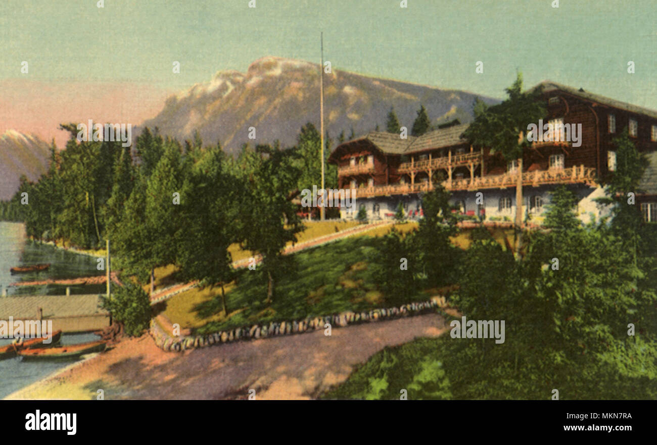 Lago McDonald Hotel, Glacier National Park Foto de stock