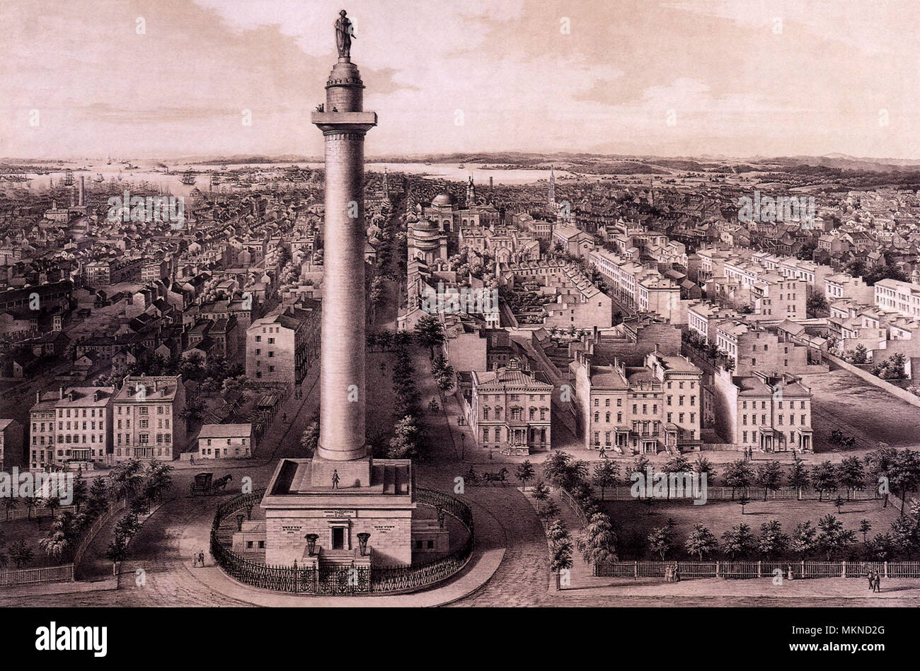 Vista de la ciudad de Baltimore 1850 Foto de stock