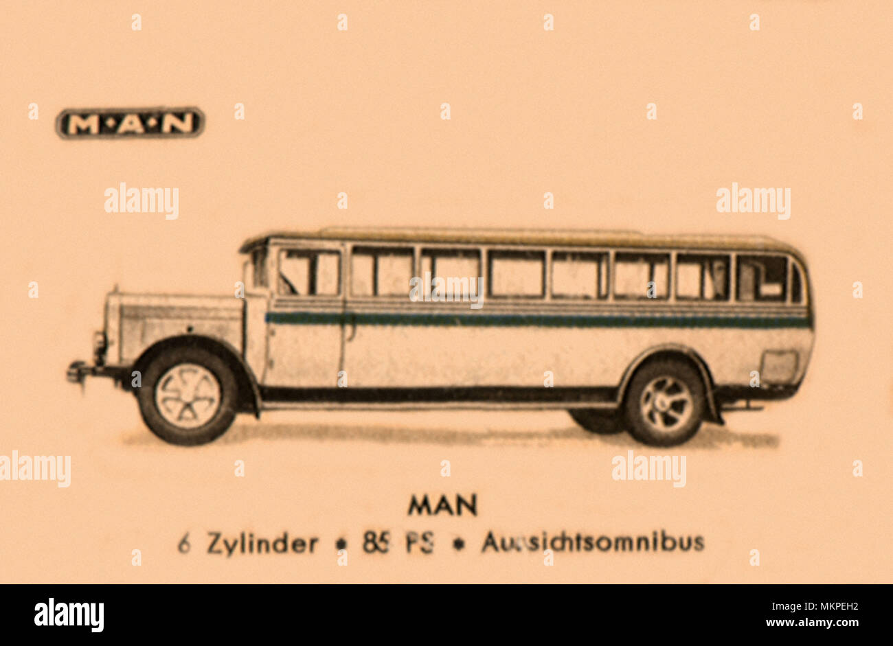 1928 M.A.N. Bus de 6 cilindros Foto de stock