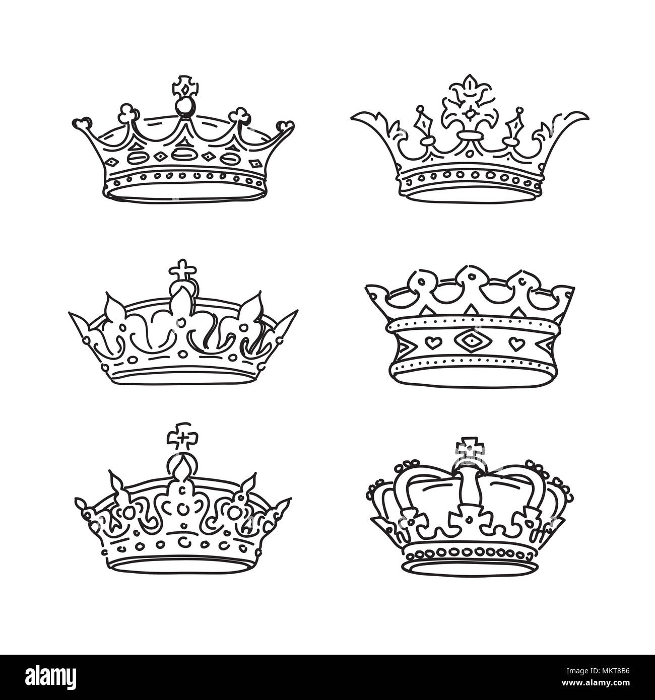 Conjunto de coronas de dibujo. Ilustración vectorial e iconos Fotografía de  stock - Alamy