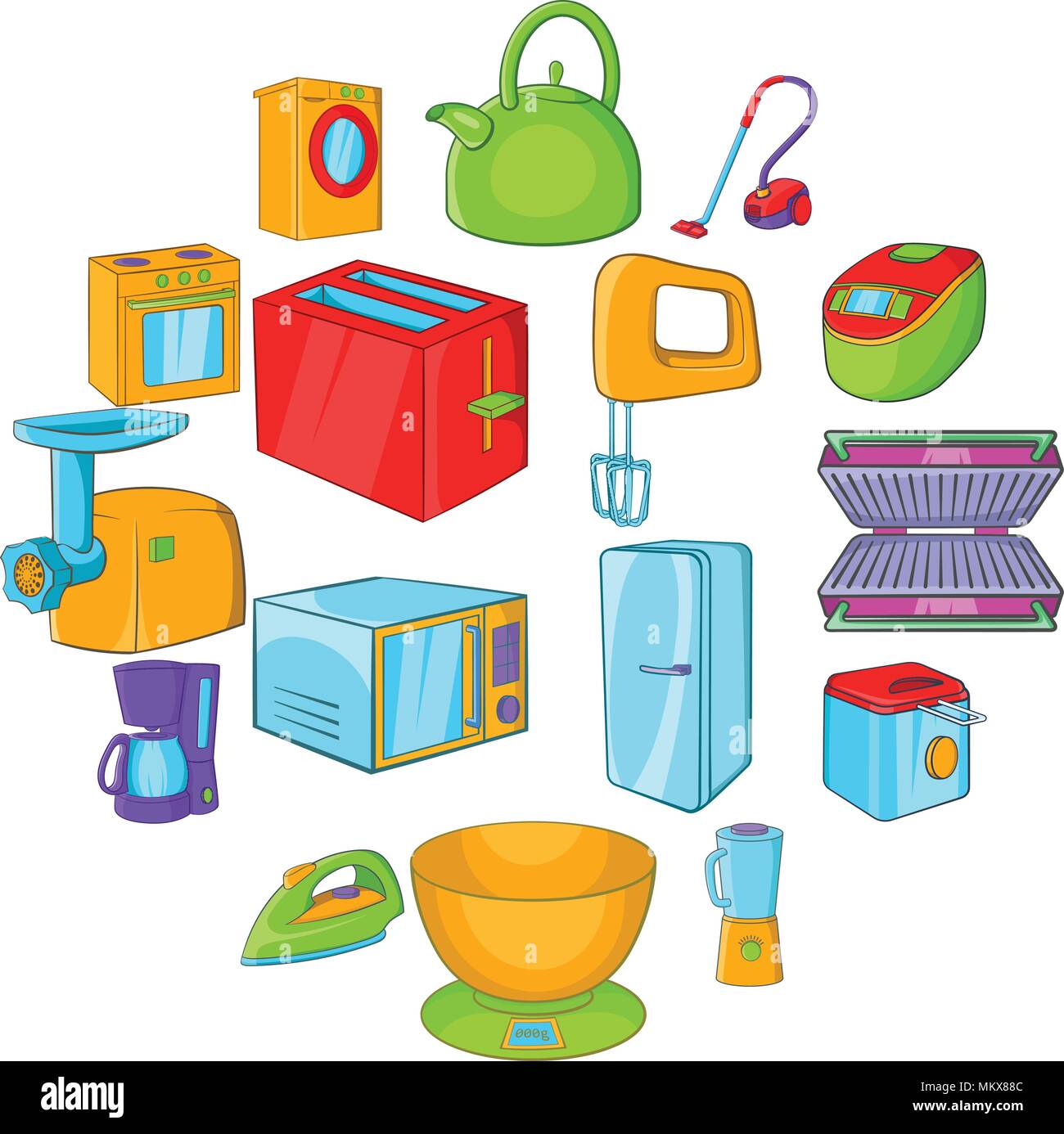 Electrodomésticos, conjunto de iconos de estilo de dibujos animados Imagen  Vector de stock - Alamy