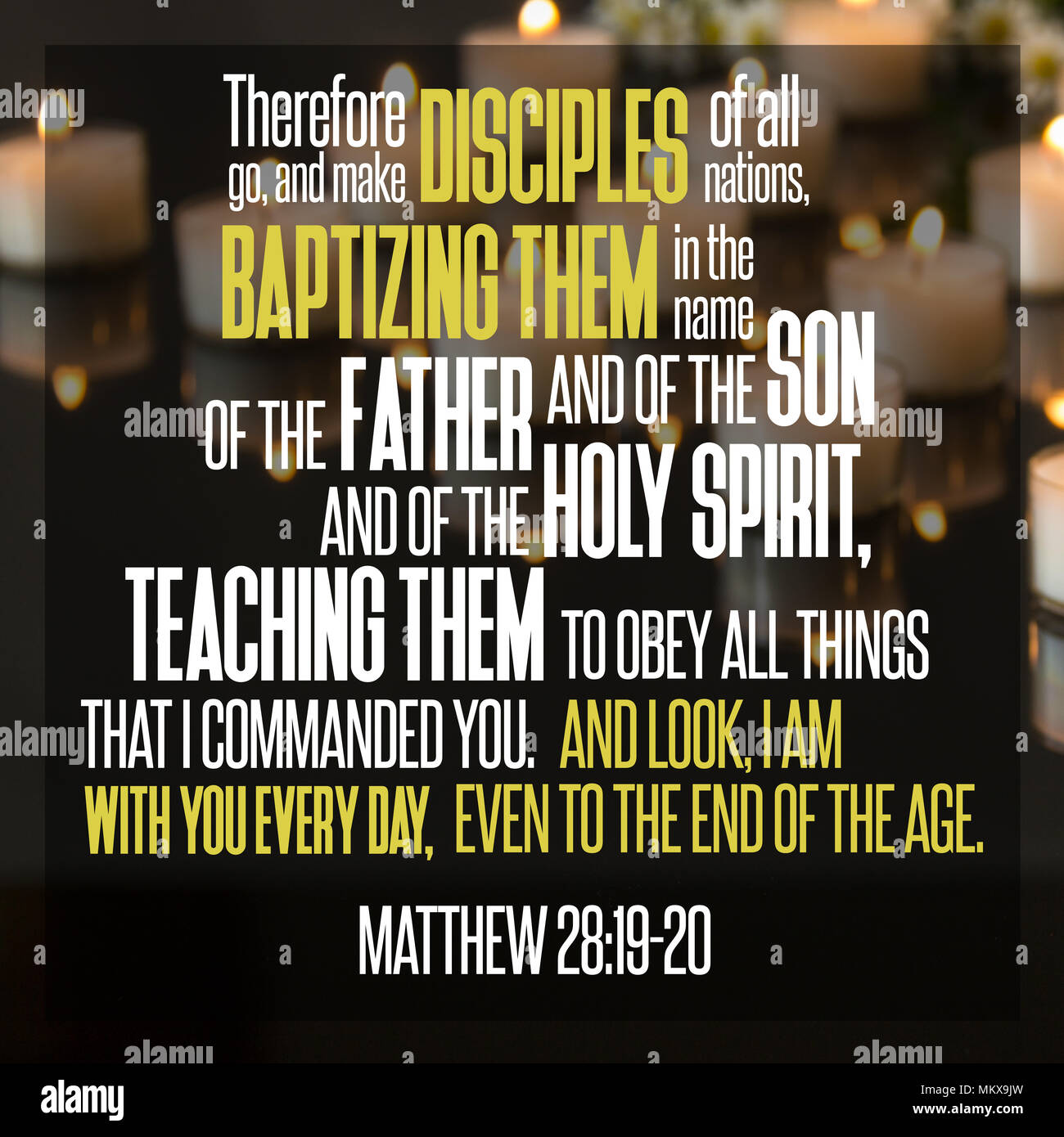 Por tanto, vayan y hagan discípulos de todas las naciones, bautizándolos en  el nombre del Padre y del Hijo y del Espíritu Santo, Mateo 28:19-20  Fotografía de stock - Alamy