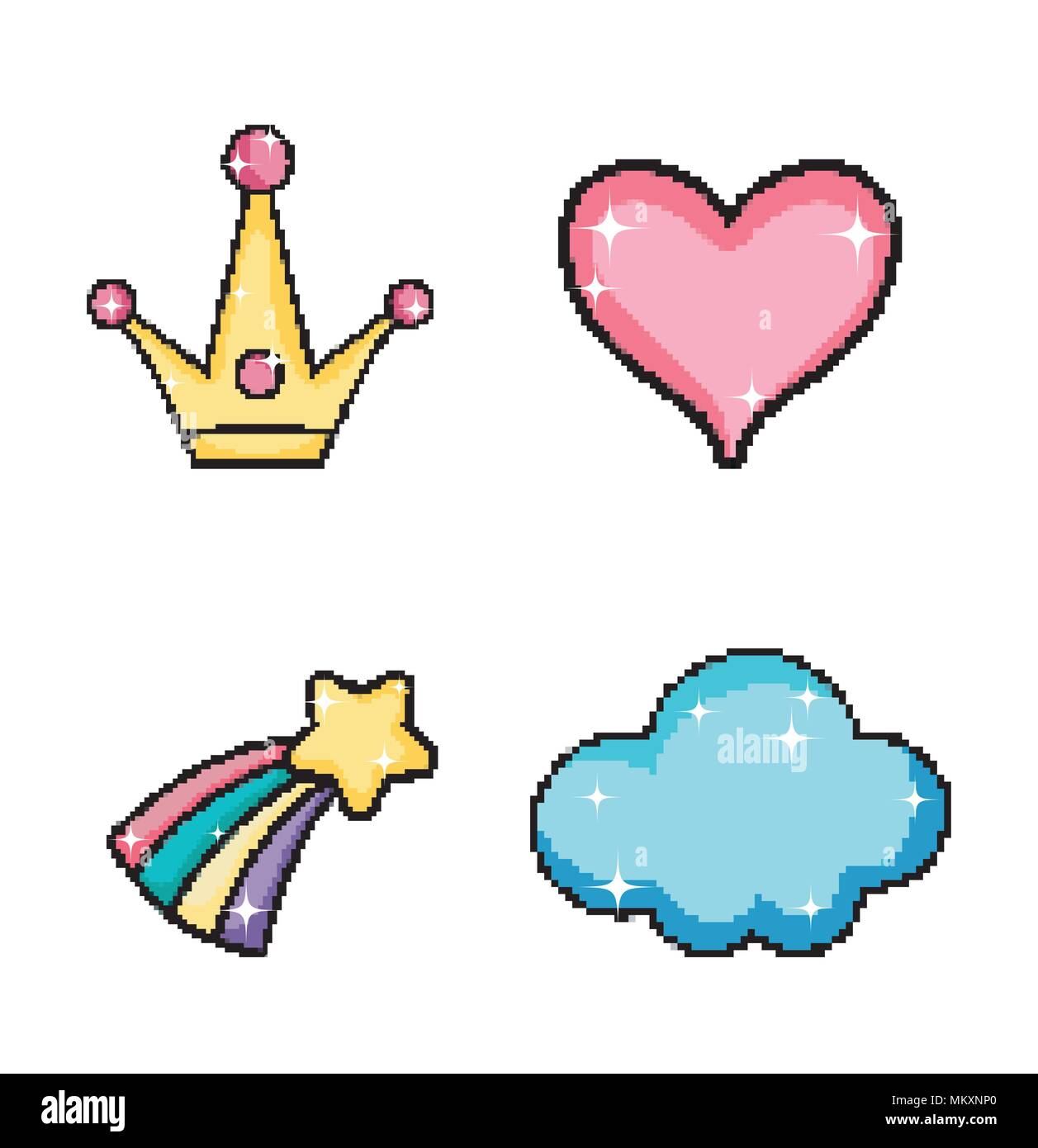 Conjunto de arte del pixel dibujos animados Imagen Vector de stock - Alamy Conjunto de arte del pixel dibujos animados Imagen Vector de stock - Alamy