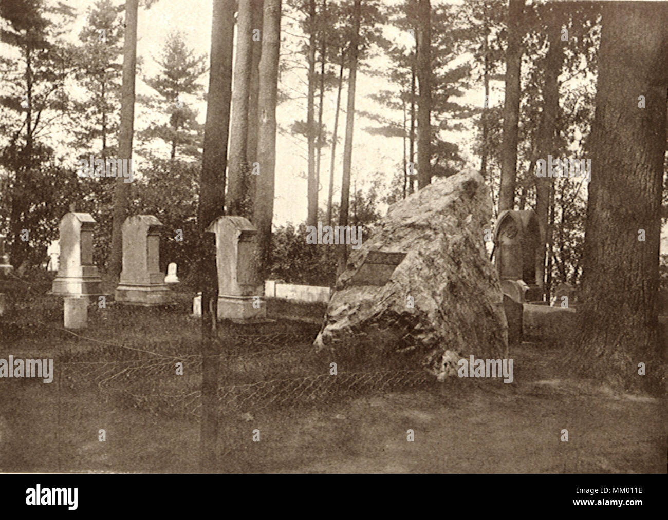 Las tumbas de la familia de Emerson. Concord. 1898 Foto de stock