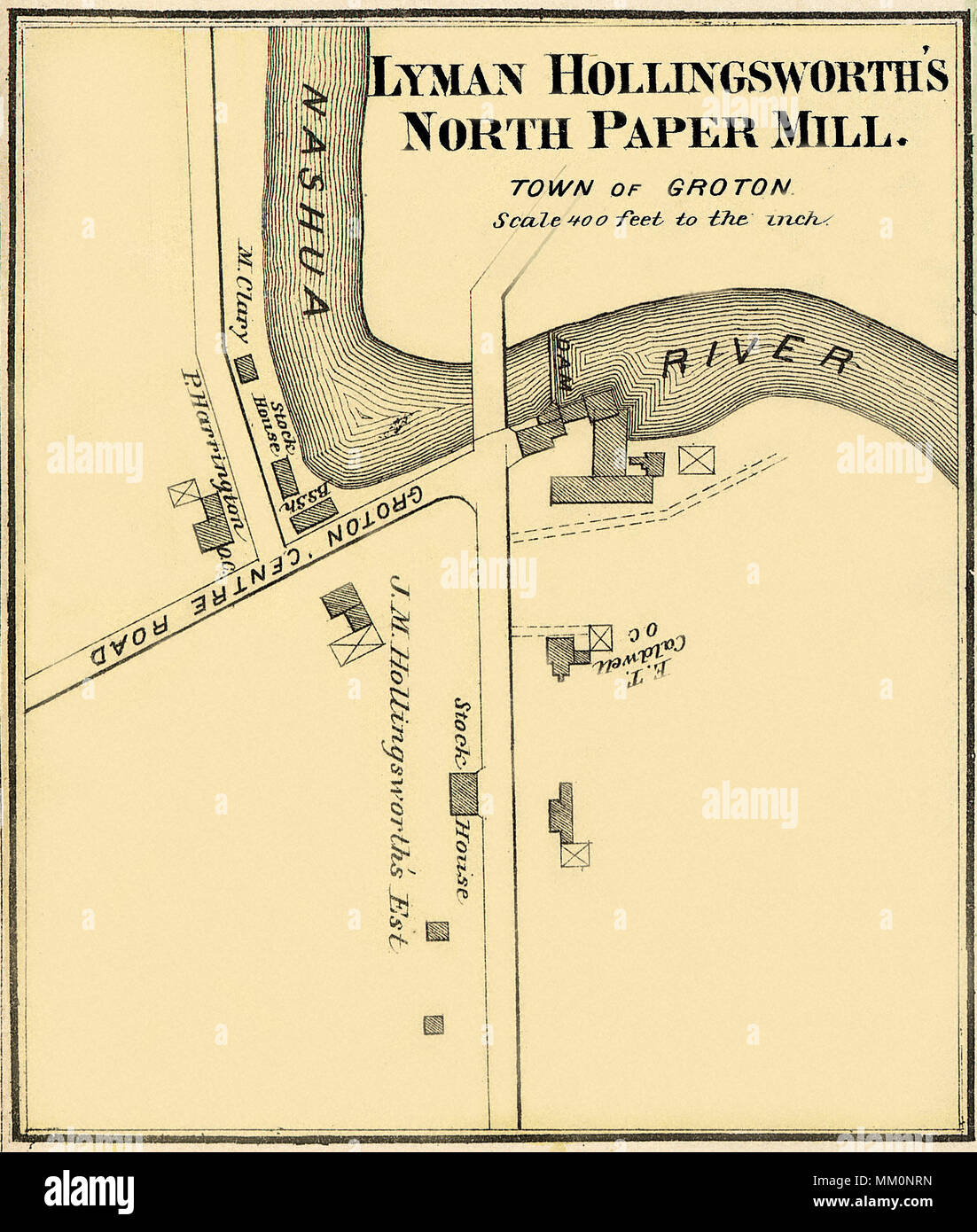 L. Hollingsworth's North Paper Mill.Groton. 1875 Foto de stock