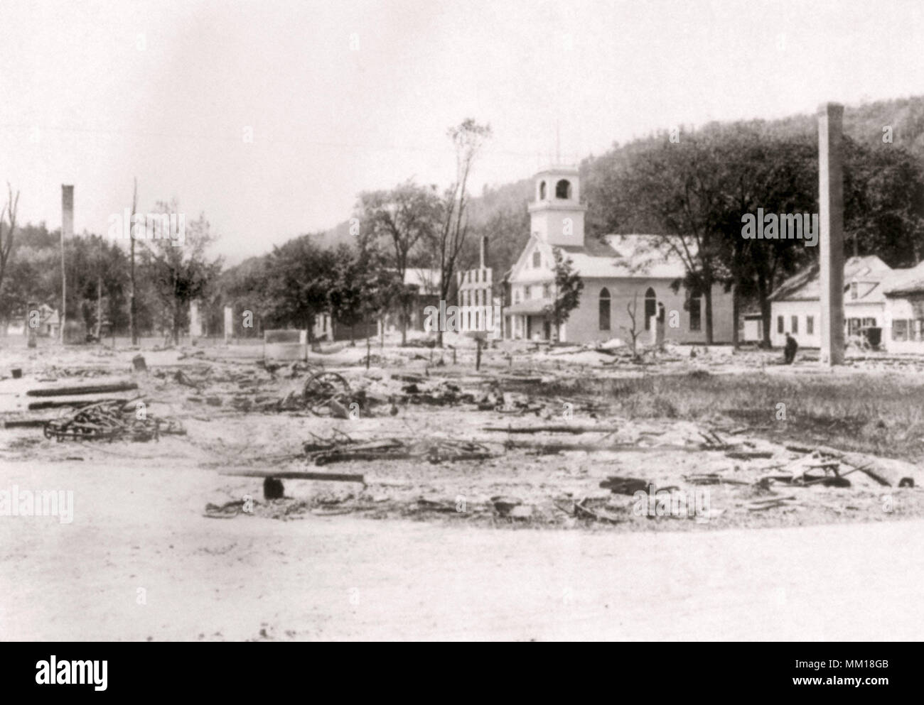 Los restos de los edificios después de un incendio. Newbury. 1913 Foto de stock