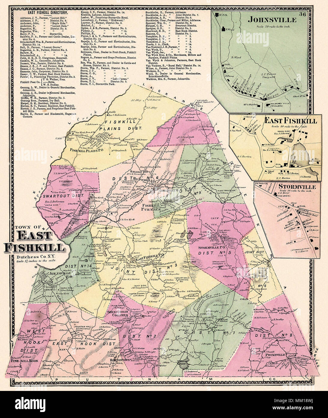 Mapa de East Fishkill. 1867 Fotografía de stock Alamy
