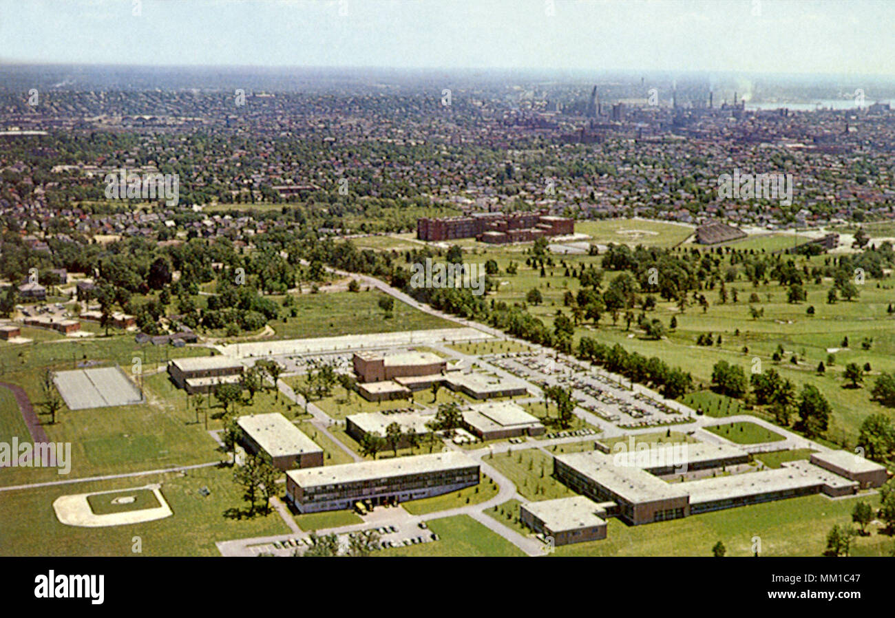Vista aérea de Rhode Island College. La providencia. 1970 Foto de stock