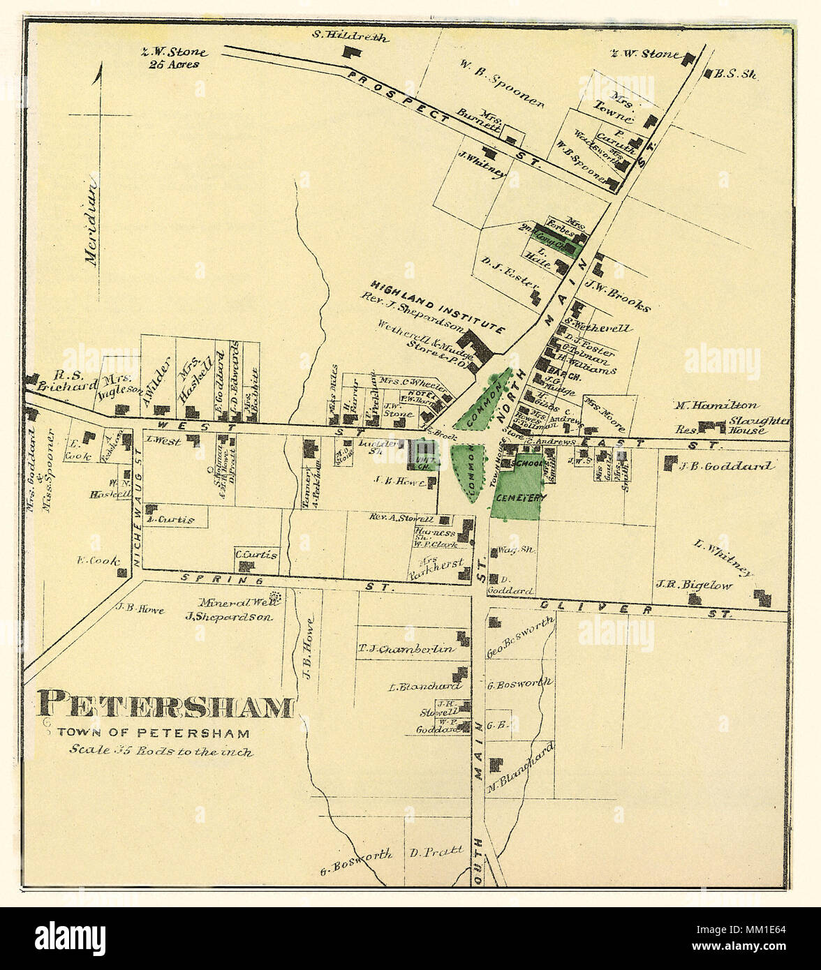 Mapa de Petersham. 1870 Foto de stock