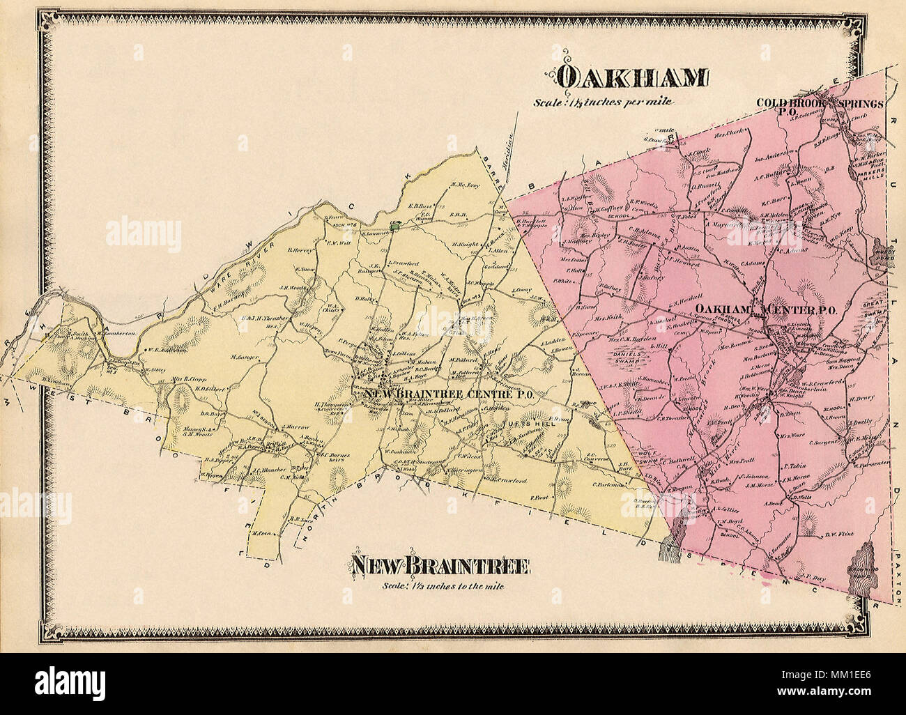 Mapa de mayor Oakham. 1870 Fotografía de stock Alamy