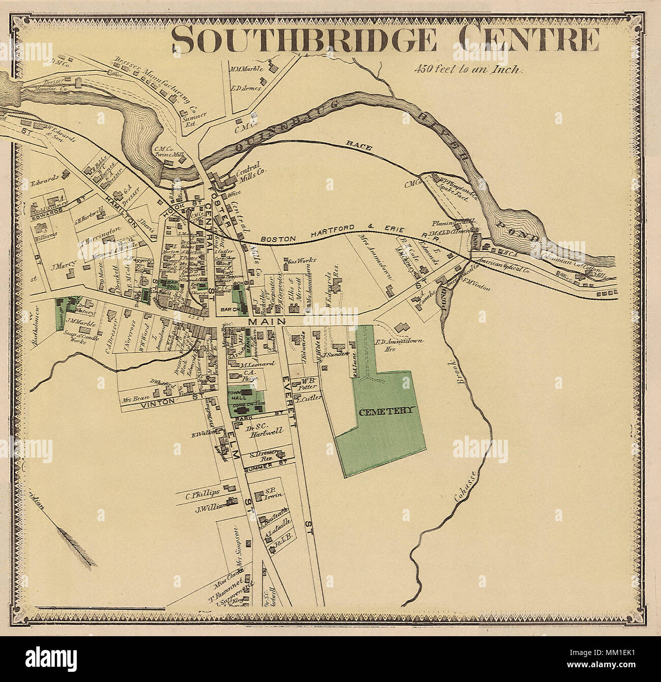 Mapa de Centro Southbridge. Southbridge. 1870 Fotografía de stock Alamy