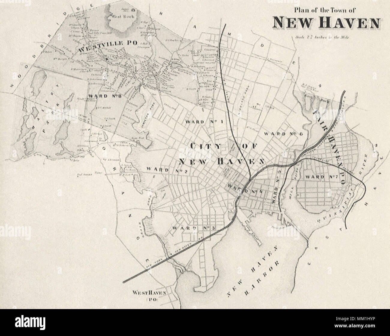 Mapa de New Haven. New Haven. 1868 Fotografía de stock Alamy