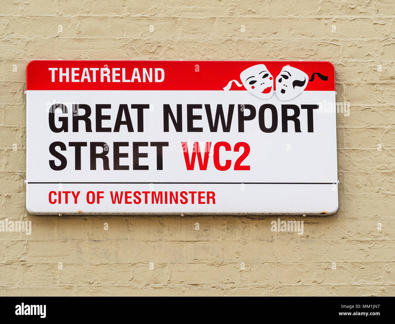 London Street Signs - Great Newport Street en London's Theatreland distrito West End Foto de stock