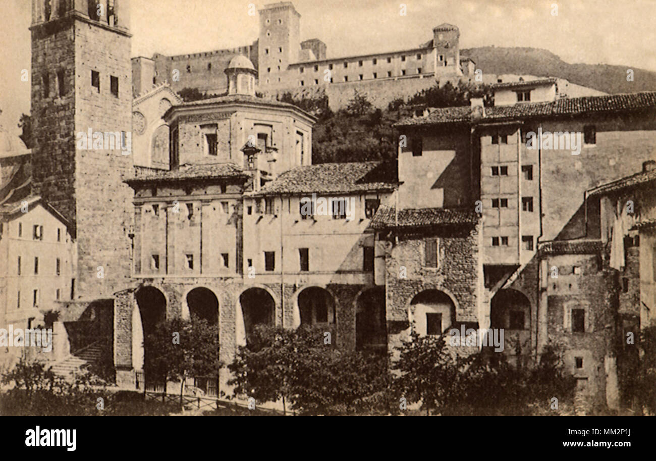 Palacio del señorío. Spoleto. 1910 Foto de stock