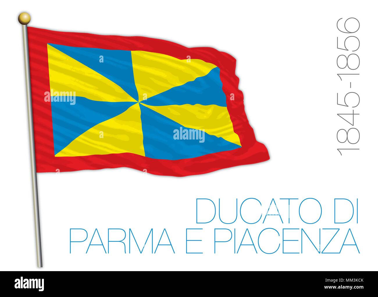 Ducado de Parma y Piacenza, bandera histórica, Italia Ilustración del Vector