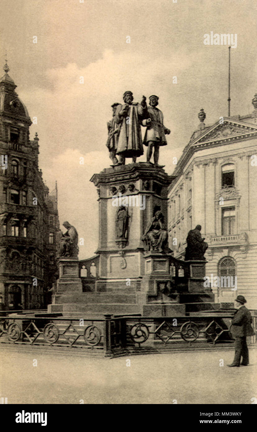 Monumento de Gutenberg. Frankfurt. 1930 Foto de stock