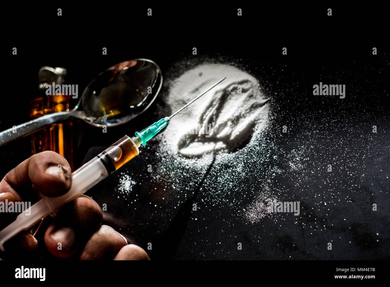 La adicción a las drogas o el uso indebido de drogas concepto Foto de stock