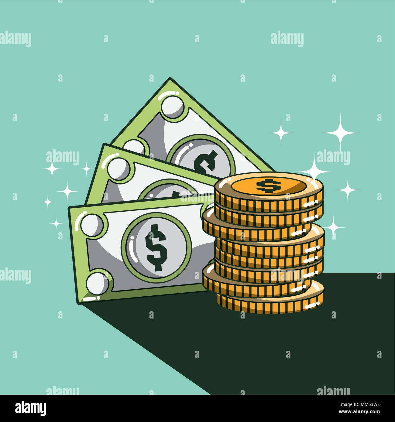 Ahorro de dinero y de dibujos animados Imagen Vector de stock - Alamy
