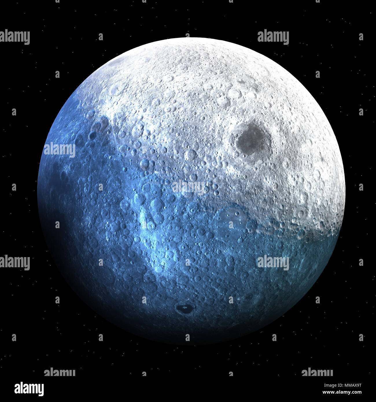 La Luna es un cuerpo que orbita astronómico del planeta Tierra, y la tierra es el único satélite natural permanente. 3D rendering Foto de stock