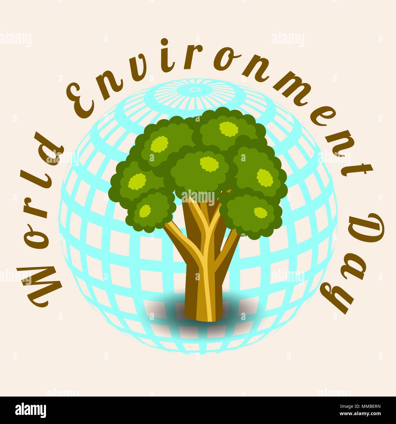 El Día Mundial del Medio Ambiente. Imagen simbólica de la tierra. Árbol.  Fondo blanco. Texto - Nombre del evento Imagen Vector de stock - Alamy