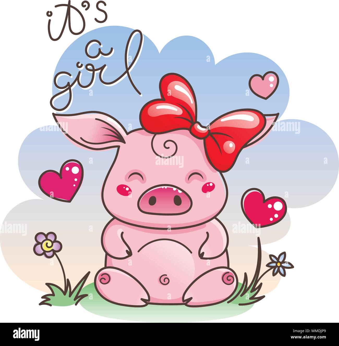 Es una chica. Cute dibujos animados de cerdo en el amor ...