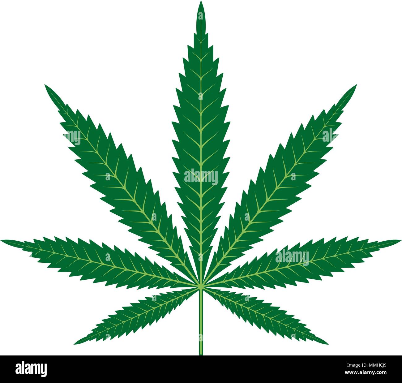 Icono de hoja de marihuana o cannabis Vector Logo Plantilla. Ilustración aislada sobre fondo blanco. Ilustración del Vector