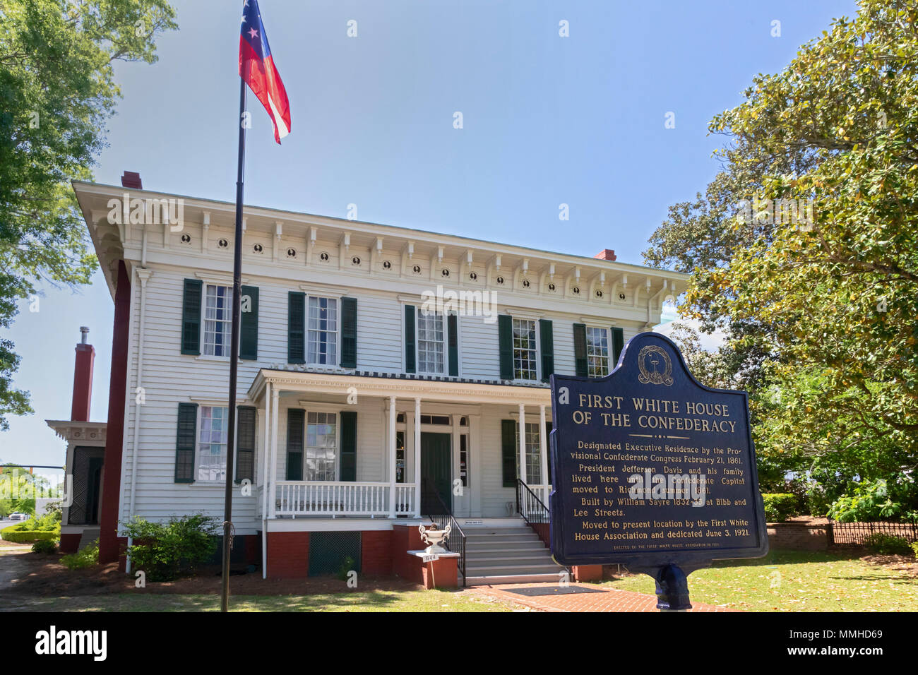 Montgomery, Alabama - La primera casa blanca de la Confederación. Jefferson Davis, presidente de los Estados Confederados, vivió aquí hasta que el ejército confederado Foto de stock