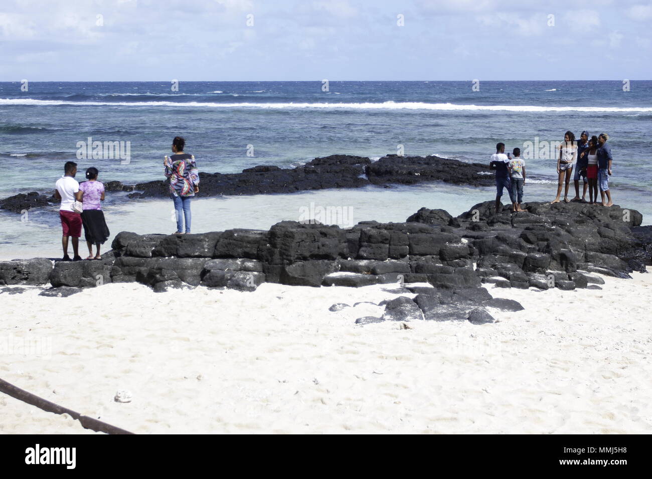 L'île Maurice n'abrite superbes uniquement pas des plages de sable bordées aletas de cocotiers, dotées d'un lagon idyllique où l'on peut nager sans crain Foto de stock