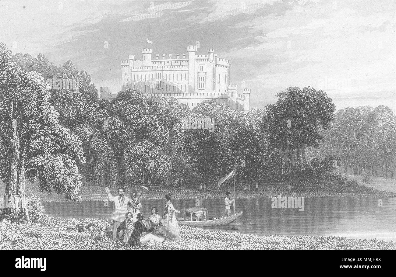 Castillo de Belvoir. Atractiva vista. Leicestershire. DUGDALE c1840 impresión antigua Foto de stock