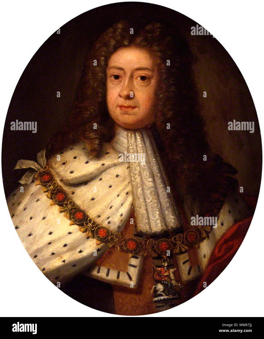 Retrato de Jorge I de Gran Bretaña (1660-1727). circa 1714. George I Oval Foto de stock