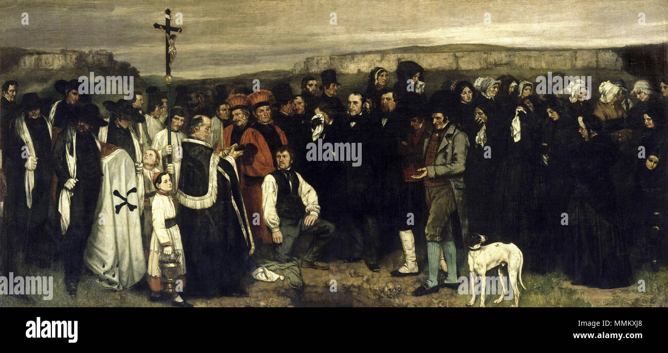 Inglés un entierro en Ornans. Español Un entierro en Ornans. 184950. Gustave Courbet un