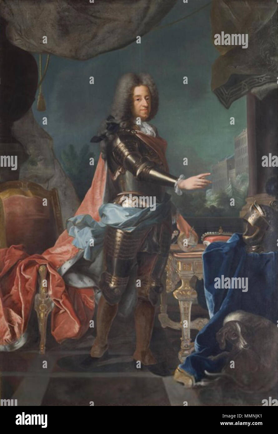 . Inglés: Retrato de Maximiliano II Emanuel, príncipe elector de Baviera (1662-1726) . 1725. Invierno - Emanuel Maximiliano II de Baviera en armadura Foto de stock