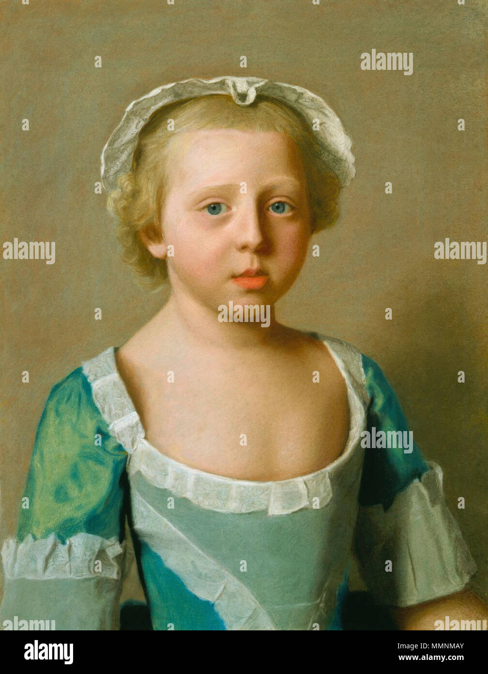 Retrato de la Princesa Carolina Matilde de Gran Bretaña (1751-1775), más tarde la reina de Dinamarca y Noruega. 1754. Caroline Matilda 1754 por Liotard Foto de stock