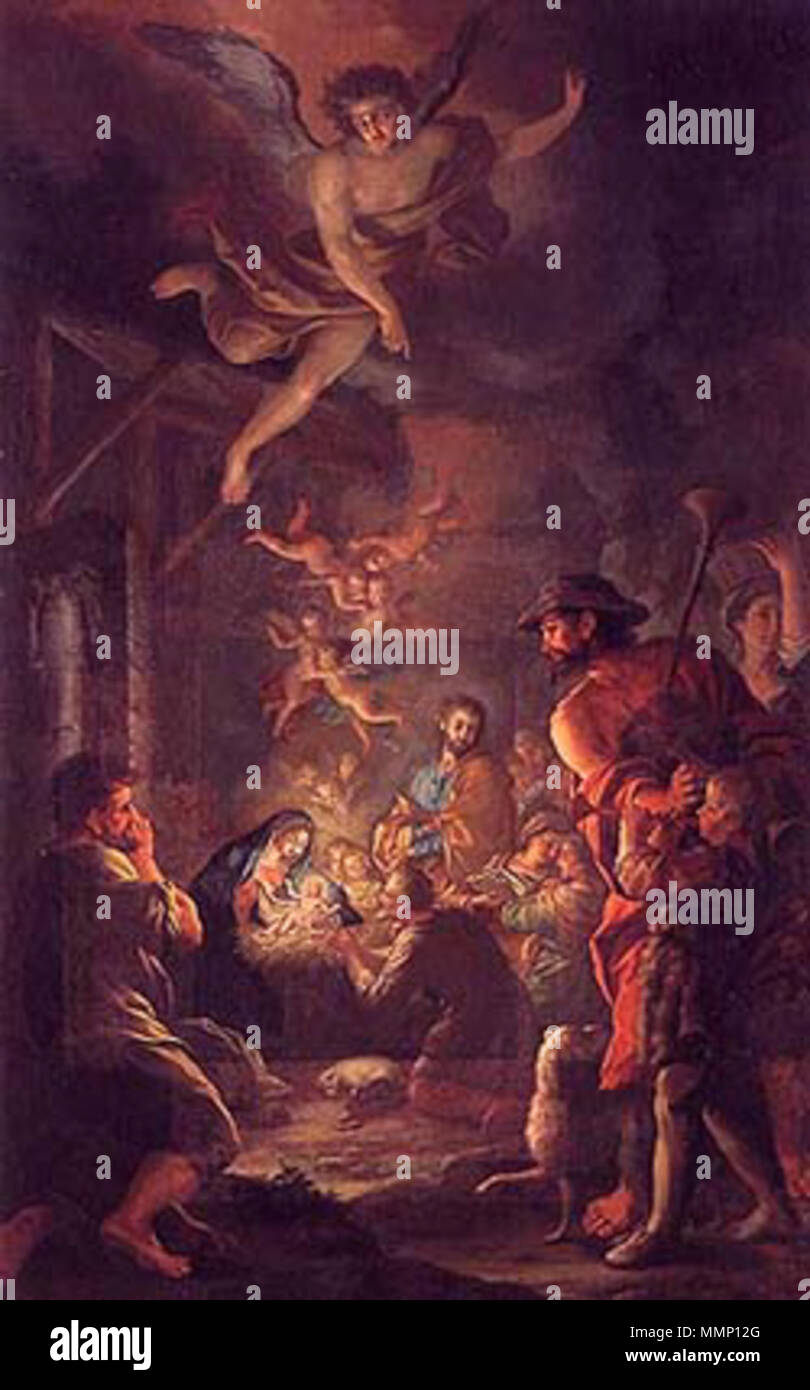 . Pintura de la adoración de los pastores, una variación de la original