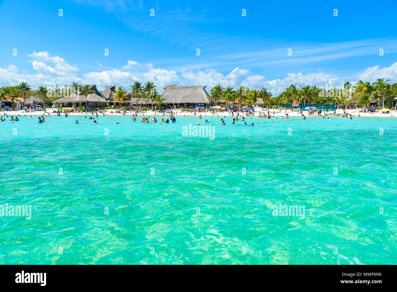 La playa de Akumal - paradise bay Beach en Quintana Roo, México - Costa Caribe Foto de stock