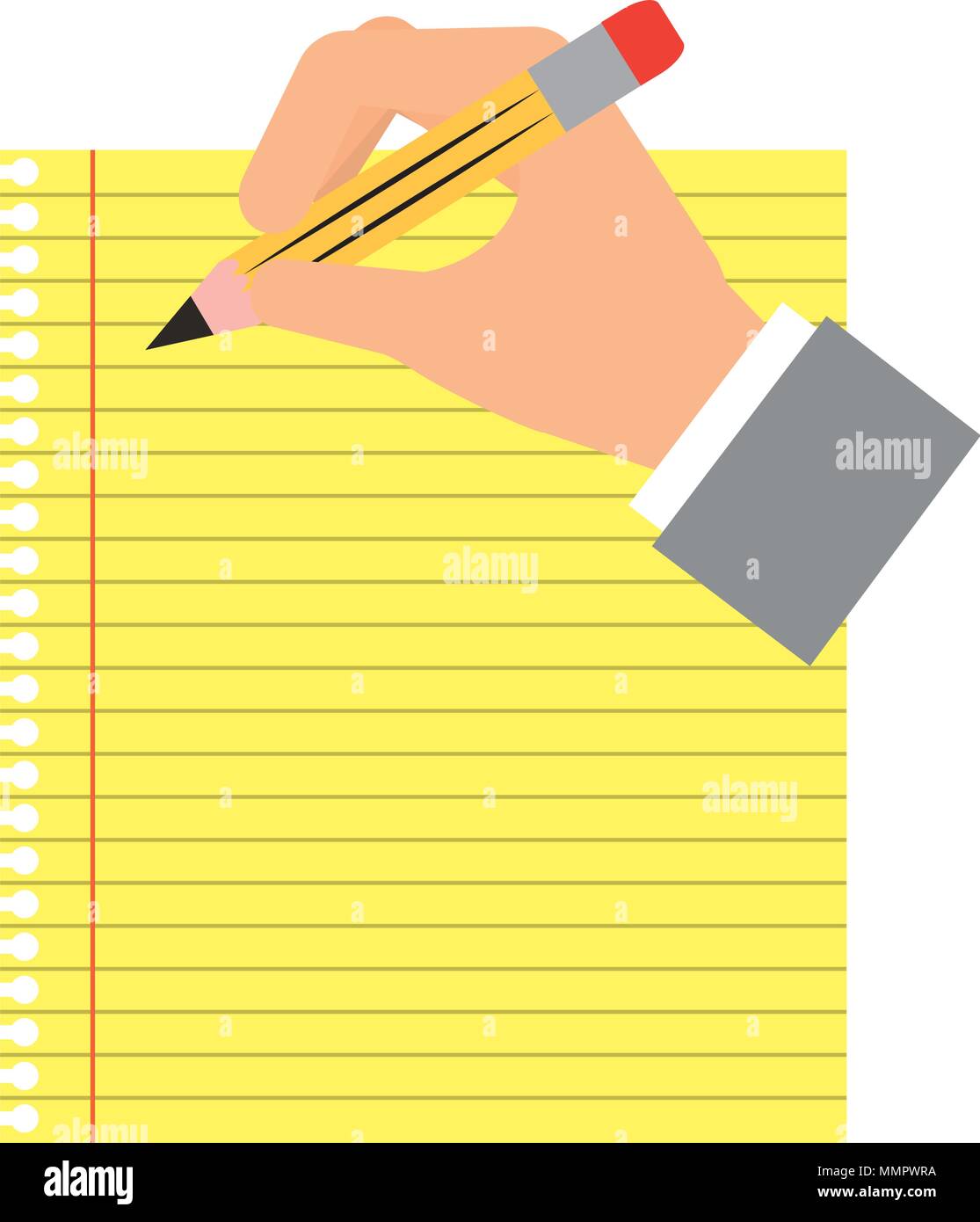 Cuaderno De Hojas Con La Mano Y Lapiz Icono Aislados Diseno Ilustracion Vectorial Imagen Vector De Stock Alamy