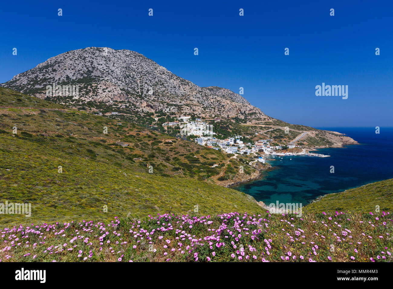 Vista de la aldea de Fourni Korseon Thymaina, Grecia. Foto de stock