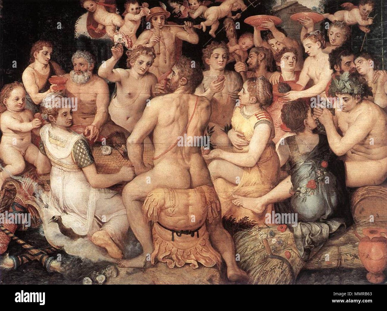 . Banquete de los dioses Banquete de los Dioses - Frans Floris Foto de stock